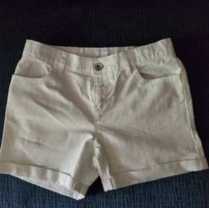 White Denim Cuffed Shorts